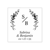 Chic Modern Minimalist Initialen Twigs & Flowers Rubberstempel (Afrduk)