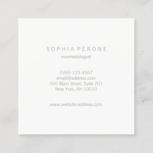 Chic Modern Minimalist Luminous Silver Square Vierkante Visitekaartje (Achterkant)