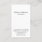 Chic Modern Minimalist Photography Typografie Visitekaartje (Achterkant)