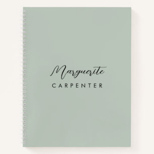 Chic Modern Minimalist Signature Script Sage Green Notitieboek