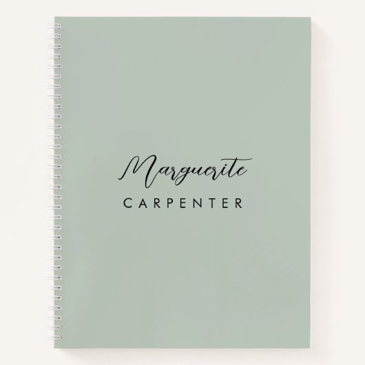 Chic Modern Minimalist Signature Script Sage Green Notitieboek (Voorkant)