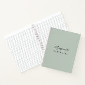 Chic Modern Minimalist Signature Script Sage Green Notitieboek (Binnen)