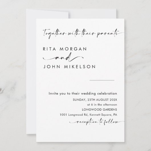 Chic Modern Minimalistisch Script Wedding Kaart (Voorkant)