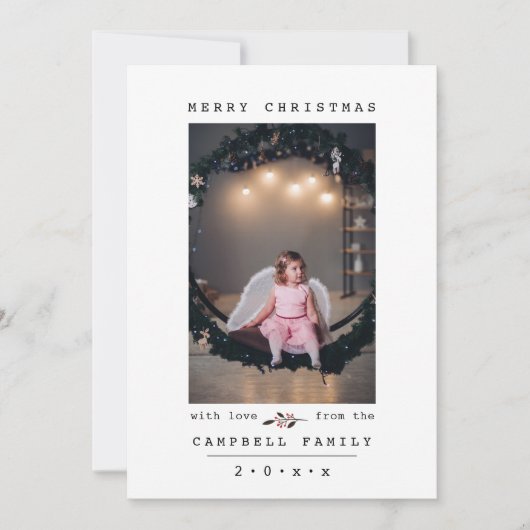 Chic | Modern & Minimalistische Kerstmis Foto op M Feestdagenkaart (Voorkant)