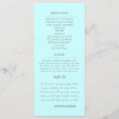 Chic Modern Mint Blue Wedding Program Rack Kaart (Achterkant)