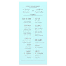 Chic Modern Mint Blue Wedding Program Rack Kaart