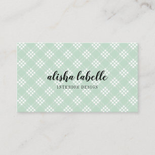 Chic & Modern Mint Green Plaid Visitekaartje