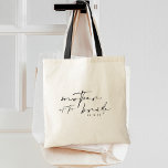 Chic Modern Moeder van de Bride Tote Bag<br><div class="desc">Chic en modern kalligrafie "moeder van de bruid" met de canvas tas van de trouwdatum. Overeenkomende objecten in dit collectie.</div>