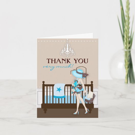 Chic Modern Mom Baby shower Bedankt Card (Voorkant)