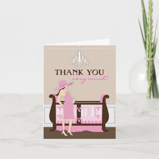 Chic Modern Mom Baby shower Bedankt Card (Voorkant)