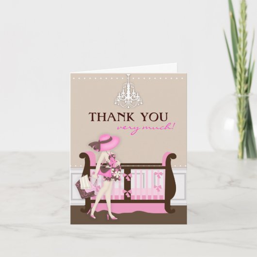 Chic Modern Mom Baby shower Bedankt Card (Voorkant)