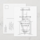 Chic Modern Monogram Initiaal Black White Wedding Uitnodiging Briefkaart (Voorkant / Achterkant)