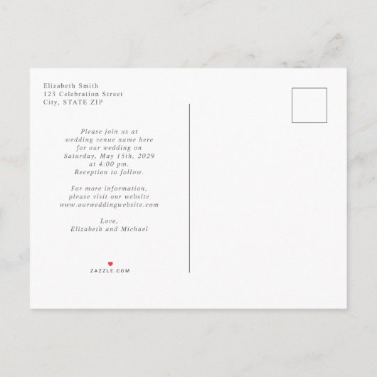 Chic Modern Monogram Initiaal Black White Wedding Uitnodiging Briefkaart (Achterkant)