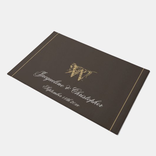 Chic Modern Monogram Names Pas getrouwd Wedding Deurmat (Schuin)