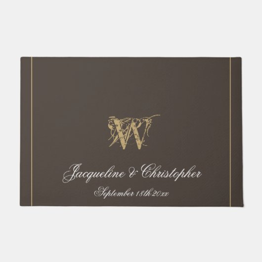 Chic Modern Monogram Names Pas getrouwd Wedding Deurmat (Voorkant)