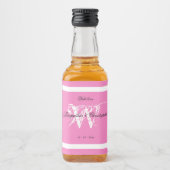 Chic Modern Monogram Wedding Elegant Pink Mini Likeurfles Etiket (Voorkant)