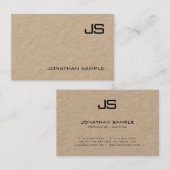 Chic Modern Monogrammed Kraft Paper Sjabloon Visitekaartje (Voorkant / Achterkant)