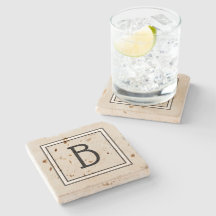 Chic Modern Monogrammed Tan, Black & White Initiaa