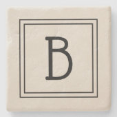 Chic Modern Monogrammed Tan & Zwart Initiaal Stenen Onderzetter (Voorkant)