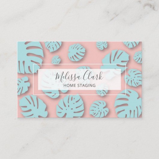 Chic Modern Monstera Leaf Tropical Pattern Visitekaartje (Voorkant)