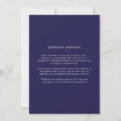 Chic Modern Navy blauw en wit foto Afstuderen Aankondiging (Achterkant)