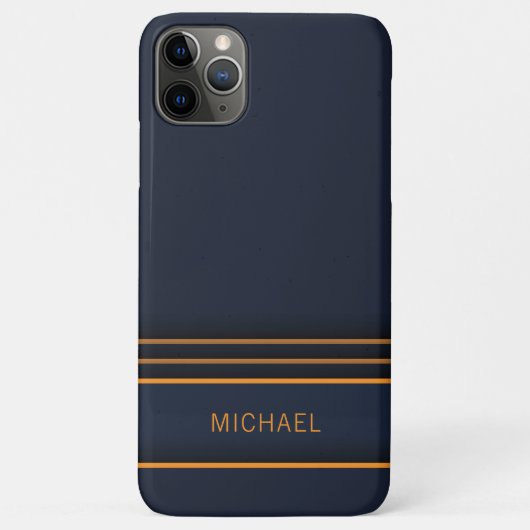 Chic Modern Navy Blue Gold Persoonlijke naam Case-Mate iPhone Case (Achterkant)