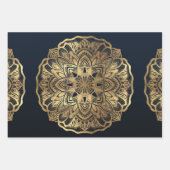 Chic Modern Navy Blue Mandala Inpakpapier Vel (Voorkant 2)