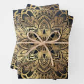 Chic Modern Navy Blue Mandala Inpakpapier Vel (In situ)