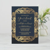 Chic Modern Navy Blue Mandala Kaart (Staand voorkant)