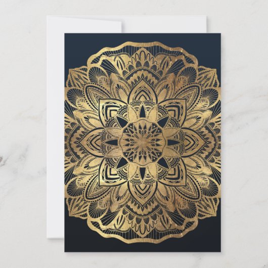 Chic Modern Navy Blue Mandala Kaart (Achterkant)