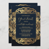 Chic Modern Navy Blue Mandala Kaart (Voorkant / Achterkant)