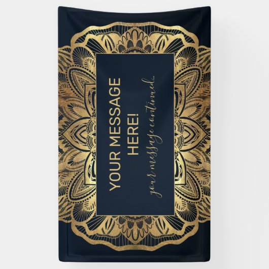 Chic Modern Navy Blue Mandala Spandoek (Verticaal)