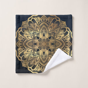 Chic Modern Navy Blue Mandala Washandje