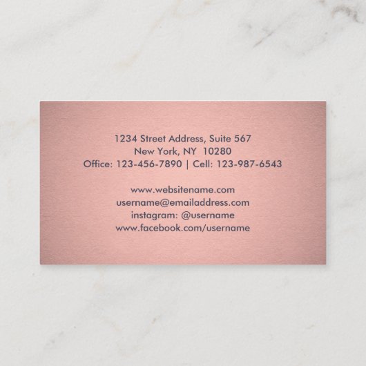 Chic Modern Navy en Roze Chevron Faux Folie Visitekaartje (Achterkant)