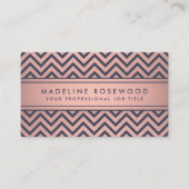 Chic Modern Navy en Roze Chevron Faux Folie Visitekaartje (Voorkant)