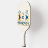 Chic Modern Neutraal Blauwgroen Sinaasappel Ikat T Pickleball Paddle (Links)