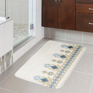 Chic Modern Neutral Blauwgroen Blue Ikat Tribal Pa Badmat