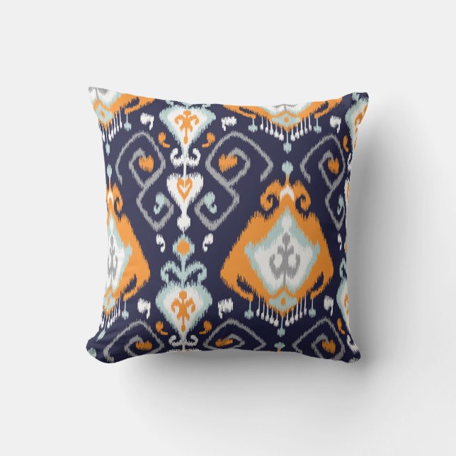 Chic modern oranje blauw-jachttoneelpatroon kussen (Voorkant)