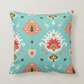Chic modern oranje turquoise ikat tribal kussen