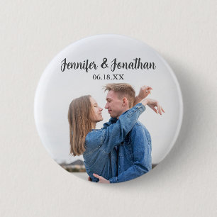 Chic Modern paar foto bruiloft gast Ronde Button 5,7 Cm