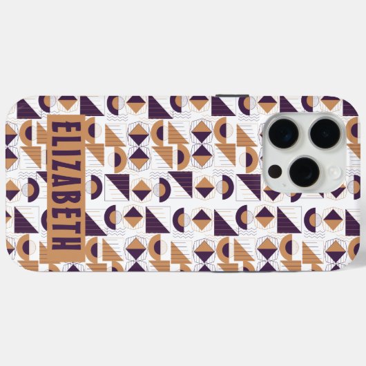 Chic modern Paars en gouden abstract Patroon Case-Mate iPhone Case (Achterkant (horizontaal))