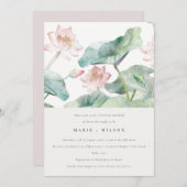 Chic Modern Pastel Blush Waterlily Couples Shower Kaart (Voorkant / Achterkant)