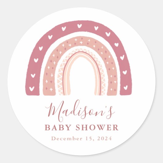 Chic Modern Pastel Roze Baby shower Ronde Sticker (Voorkant)