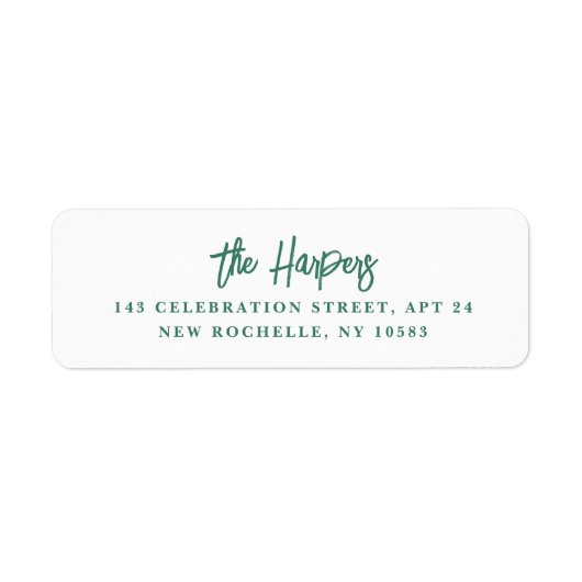Chic modern penseelscript Legible Emerald Address Etiket (Voorkant)