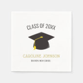 Chic Modern Pet & Tassel Zwart Goud Afstuderen Servet (Voorkant)