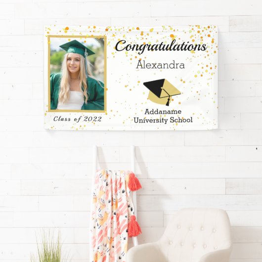 Chic Modern Photo afstuderen klasse 2022 Spandoek (Insitu)