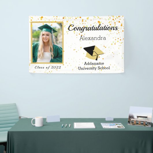 Chic Modern Photo afstuderen klasse 2022 Spandoek (Beurs)