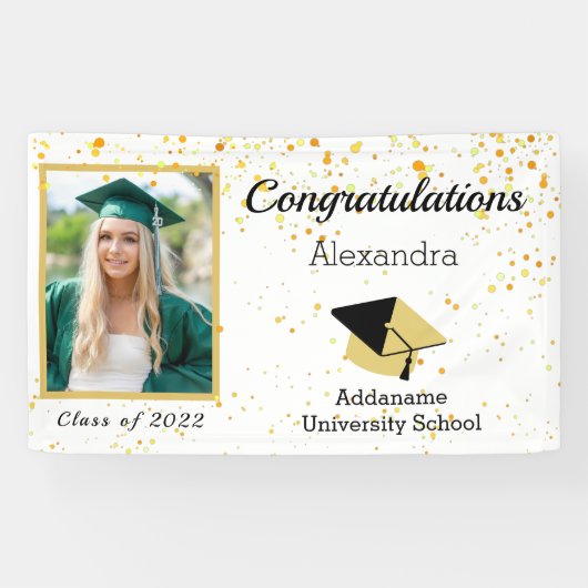 Chic Modern Photo afstuderen klasse 2022 Spandoek (Horizontaal)