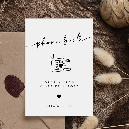 Chic Modern Photo Booth Trouwbord Poster