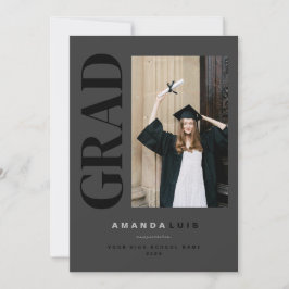 Chic Modern Photo Charcoal Graduation Aankondiging